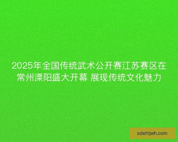 2025年全国传统武术公开赛江苏赛区在常州溧阳盛大开幕 展现传统文化魅力 2025年全国传统武术公开赛江苏赛区在常州溧阳盛大开幕 展现传统文化魅力