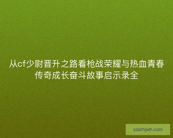从cf少尉晋升之路看枪战荣耀与热血青春传奇成长奋斗故事启示录全 从cf少尉晋升之路看枪战荣耀与热血青春传奇成长奋斗故事启示录全