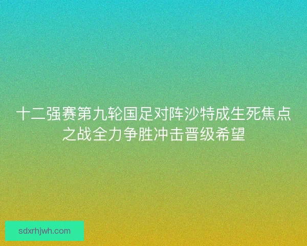 十二强赛第九轮国足对阵沙特成生死焦点之战全力争胜冲击晋级希望