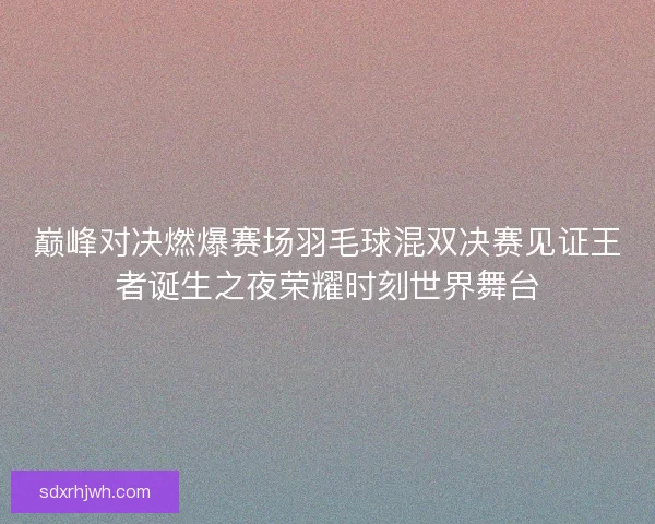 巅峰对决燃爆赛场羽毛球混双决赛见证王者诞生之夜荣耀时刻世界舞台 巅峰对决燃爆赛场羽毛球混双决赛见证王者诞生之夜荣耀时刻世界舞台